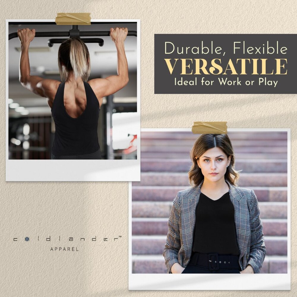 Women's Black Tank Top by Coldlander.com, 100% Cotton with Built-in Bra - Picture 4 of 8